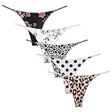 Avondii Damen Baumwolle String Tanga Set Thong Unterhosen, 5 Pack (S, F-Mehrfarbig)