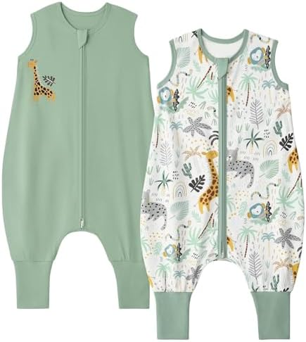 Yoofoss Toddler Sleep Sack with Feet 12-24 Months 100% Organic Cotton Baby Sleep Sack with Legs Toddler Wearable Blanket with 2-Way Zipper