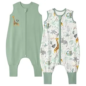 Yoofoss Toddler Sleep Sack with Feet 12-24 Months 100% Organic Cotton Baby Sleep Sack with Legs Toddler Wearable Blanket with 2-Way Zipper