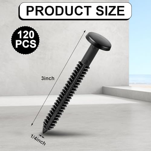 Image of Blulu 120 Pcs 3 Inch Vinyl Shutter Fastener Window Panel Peg Lok Pin Pegs Screws Shutter Spikes Anchor (Black)