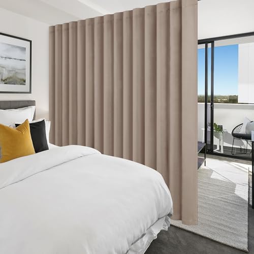 Hiasan Blackout Sliding Door Room Divider Curtain 120 x 84 Inches, Camel