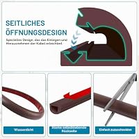 Kabelkanal selbstklebend Kabelbrücke Boden halbrund Kabelkanäle flexibel Kabelschacht flach Kabelabdeckung für Kabel Verstecken und Kabelschutz (Braun, 7mm×14mm×1m) – Ansicht 2