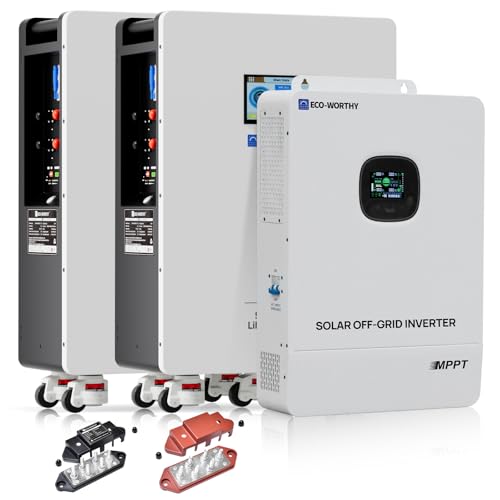 ECO-WORTHY 28.7kWh Home Power Station, 48V 280Ah (2 Pack) LiFePO4 Battery with Communication, 10KW Inverter for Home Backup, Off-Grid, Emergency Solar System 48V 280AH Battery*2 with 10KW In