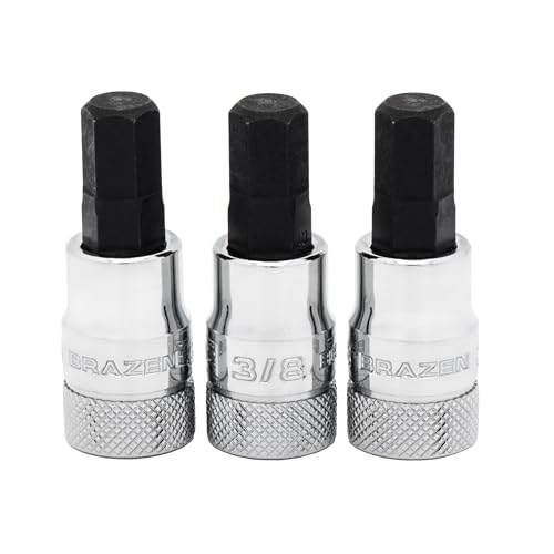 Image of BRAZEN 3 /8 inch Hex Bit Socket /Allen Driver Three Pack (3 /8 inch Drive, Short)