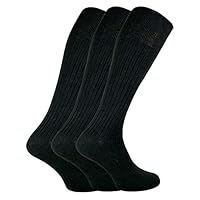 Sock Snob - 3 Pairs Mens Quality Long Knee High Length 100% Cotton Socks (6-11 UK, XLCS Black)