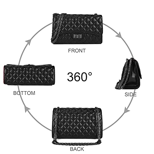 Gladdon CT36065-BLACK Quilted Leather Crossbody Purse For Women Trendy Ladies Shoulder Bag With Chain Designer Purses Black thumb #5