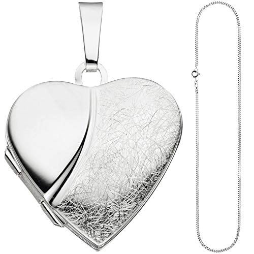 Jobo Damen-Medaillon Herz aus 925 Sterling Silber mit Kette 50 cm