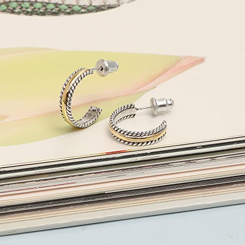 LeCalla Real 925 Sterling Silver C Hoop Earrings Jewelry Lightweight Small Hoops Italian Half Earring Hoops for Women4