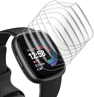 EZCO 6 Pack Compatible with Fitbit Versa 4/Sense 2/Sense/Versa 3 Screen Protector, Soft TPU Film Cover,Non Glass,Support Fingerprint Sensor, Maximum Coverage for Sense 2/Versa 4 Smartwatch