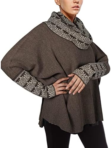 MIYORI Indi- Alpaca Capes for Women Christmas Sweater Hooded Pullover Plus Size Sweaters Wool Cape Cardigan Hoodie alpca Andean Baby Ruana Long Neck Peruvian lama Llama Peru Womens Design Womans