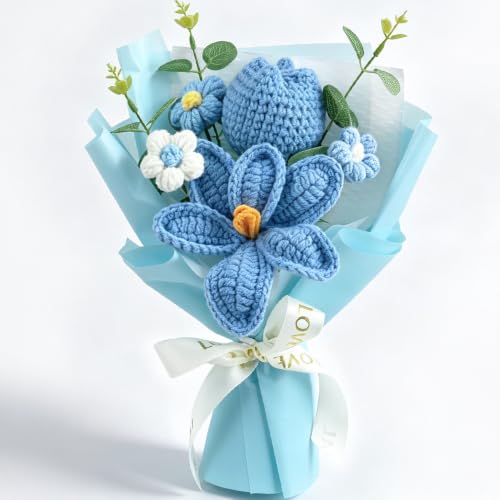 Phaicoilo Crochet Flower Bouquet: Completed Crochet Tulip Flowers for Graduation Gifts Birthday Home Decor