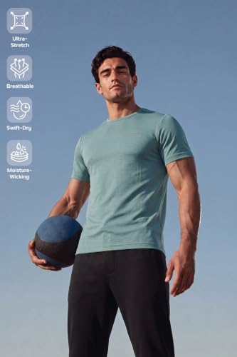 Image of Van Heusen Men's Running T-Shirt | Regular Fit | Crew Neck | Soft Breathable Mircofiber | Casual Wear | Summer Favorite | Shoulder Bonding |Sports T-Shirt | Style 61005