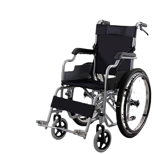 車椅子折りたたみライト狭いドアホームポータブル小型高齢者障害者ハンドプッシュスクーター子供子供車椅子 (ブラックのオックスフォード布製空気入りタイヤ)