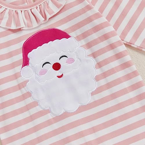 My First Christmas Baby Girl Outfit Newborn Baby Santa Flared Romper Stripe One Piece Jumpsuit Infant Girl Clothes4