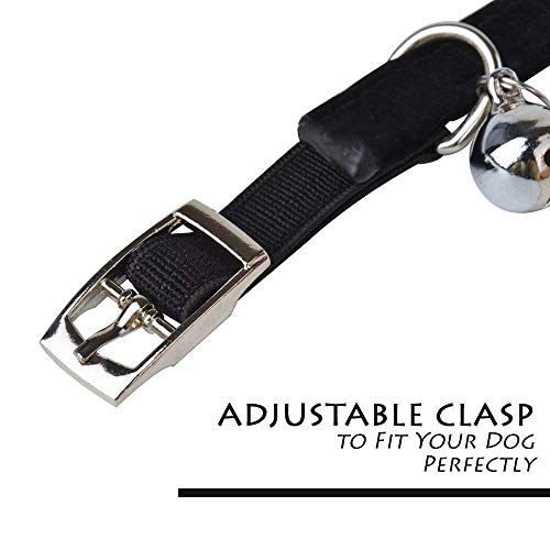 Chukchi Soft Velvet Safe Cat Adjustable Collar Bling Diamante With Bells,11 Inch For Small Dogs And Cats (Black) #TOP3