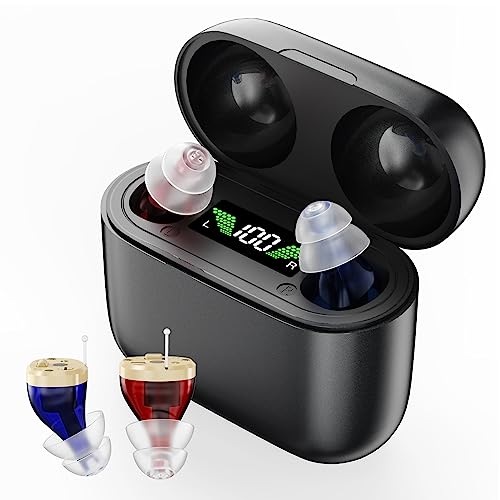 Homland Hearing Aids, Digital Hearing Aids For Seniors, Nearly Invisible Noise Cancelling Rechargeable Hearing Amplifier For Assist Adults Hearing Loss With Magnetic Charging Case Led Power Display #TOP7
