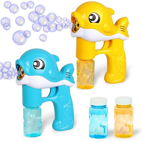 Sloosh 2 Pistolas de Burbujas para Ballenas LED automático con 4 soluciones de Repuesto de Burbujas, Pistola de Burbujas para niños, diversión de Verano para Exteriores, Regalos de Pascua