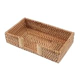MAGICLULU Servilletero de Ratán Mano Dispensador Decorativo Antideslizante para Cocina Salón y Oficina Organizador Vintage Multifuncional