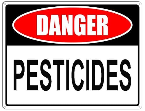 peiyeety Danger Sign Pesticide Danger Sign Aluminum Tin Sign For Home Coffee Bar Wall Decor 8X12 Inch