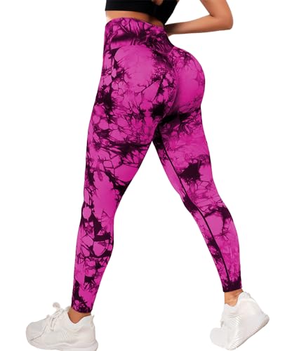 JGS1996 Tie Dye Leggings for Women Tummy Control High Waisted Scrunch Butt Lifting Seamless Workout Yoga Pants