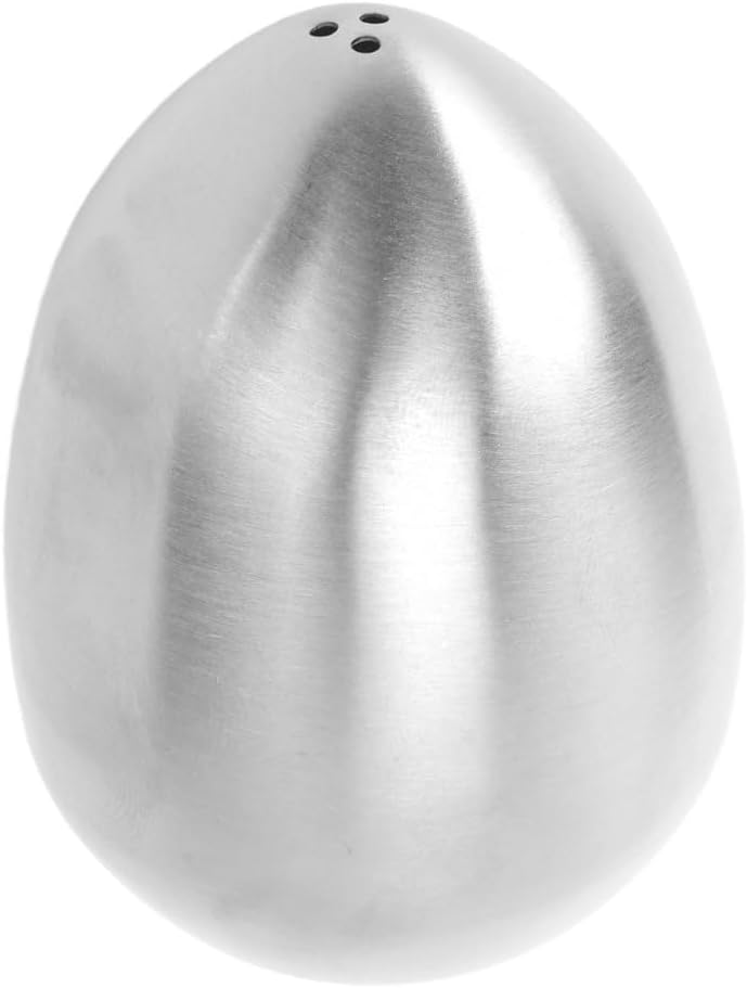 Egg Shaped Spice Jar 3 Holes – Stainless Steel Salt Peppers Dispenser for Kitchen Countertop, Leak-Proof Seasoning Shaker for Sugar, Salt & Peppers(Silver)