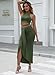 HUUSA Women's Summer Club Slit Maxi Skirt Set Fashion Dresses Sleeveless Crewneck High Waist 2 Piece Long Dress Set With Slit Olive M