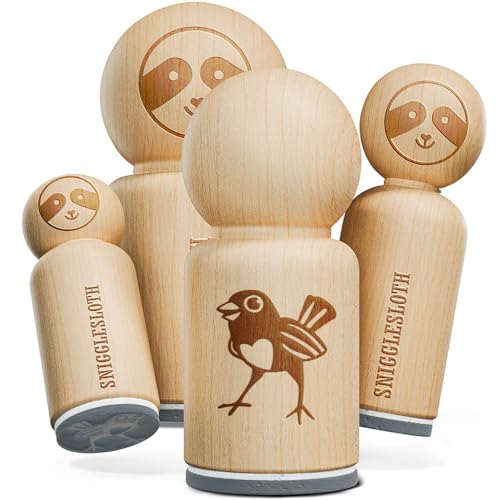 Happy Little Robin Bird with Heart Chest Cute Love Rubber Stamp for Stamping Crafting Planners - 1 Inch Medium