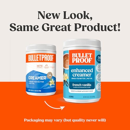 Bulletproof French Vanilla Creamer, 29.6 Ounces, Keto Coffee Creamer with MCT Oil and Grass-Fed Butter, Value Offering, Packaging May Vary