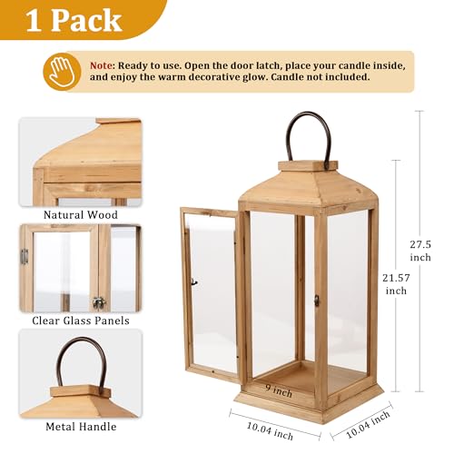 Bdor 27.5 Inch Outdoor Wooden Candle Lantern for Porch, Lantern Only by Bdor - Used condition - Image 4