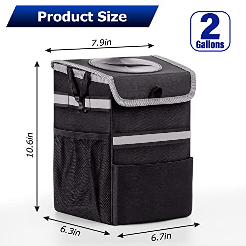 Car Trash Can With Lid And Storage Pockets,2-Gal Large Capacity Multipurpose Car Garbage Can,Car Garbage Bag Hanging With Strap, Car Trash Bin For Any Cars, Sedans, Suv's & Trucks #TOP1