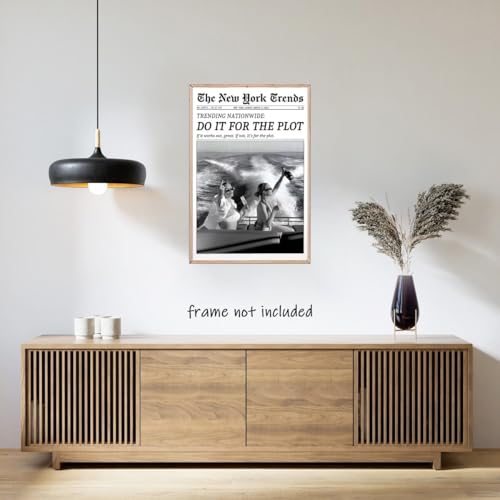 Retro New York Trends Wall Art Black and White Newspaper Poster Do It for The Plot Canvas Prints Funky Feminist Posters Trendy College Wall Decor for Bar Cart Hot Girl Dorm Room Decorative 12x16inch Unframed by Generic - Used condition - Image 6