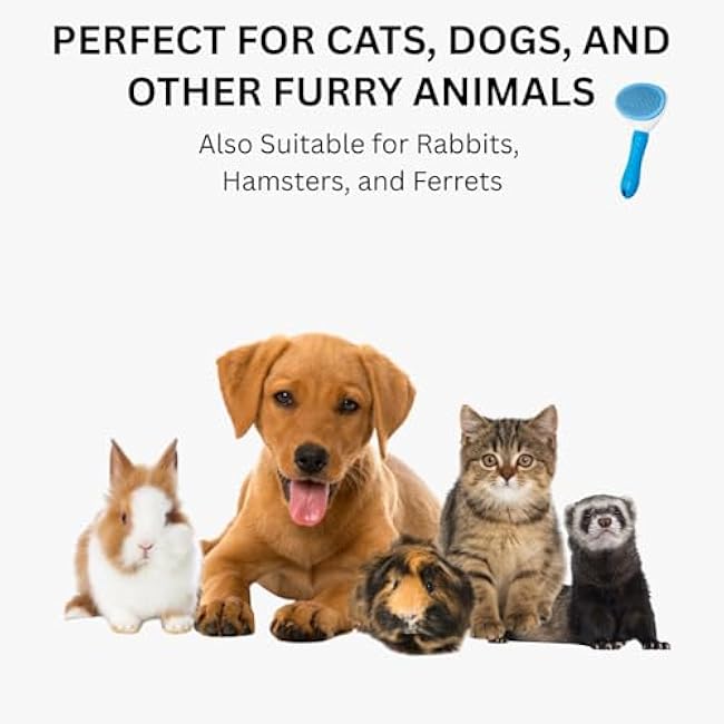 AIXINPET Cat & Dog Self Cleaning Slicker Brush - Easy to Remove Loose Fur, Harmless Deshedding Grooming Tool, Massaging Function - Suitable for Shedding & Furry Pets, like Rabbits and Ferrets-tUqqMLO3