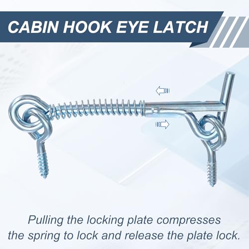 uxcell 12Pcs Cabin Hook Eye Latch, 2.5" Zinc Plated Iron Spring Hook and Eye Safety Latch with Mounting Screw for Wood Window Door and Cabinets by uxcell - Used condition - Image 4