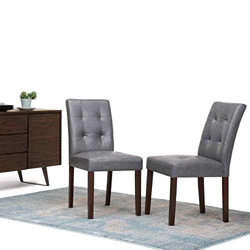 Simplihome Andover 19 Inch Contemporary Parson Dining Chair (Set Of 2) In Stone Grey Vegan Faux Leather, For The Dining Room #TOP1