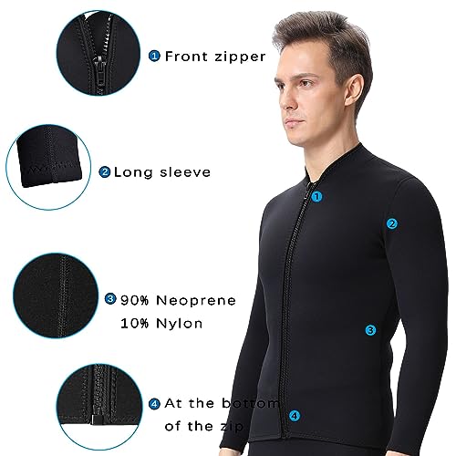 Chaqueta de neopreno para hombre 2mm y pantalones 3mm, manga larga, ropa para buceo, surf y deportes acuáticos (Tallas XL) miniatura 7