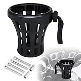 AILMOTO Cup Holder for Motorcycle Handlebars, Big Drink Holder Plated & Rubber Compatible for Harley Davidson Passenger Water Bottle Holder with Mesh Basket Fit for Honda Goldwing GL 1800 (142 MM)