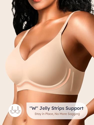 Image of Seamless Wireless Jelly Bras for Women - Lightly Padded Bra with Support, No Underwire Comfortable T-Shirt Bralette
