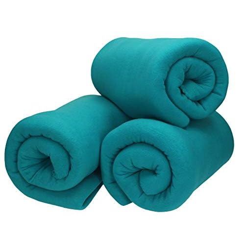 Betz 3 Stück Fleecedecke Kuscheldecke Wohndecke in Größe 130x170 cm Qualität 220 g/m Farbe Petrol