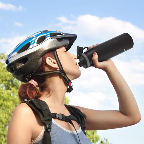 Image of Milton Sparkle 600 Thermosteel Water Bottle with Easy Sip Cap and Handle, 620 ml, Vacuum Insulated Stainless Steel, Hot and Cold, On The Go Bottle for Office College, Black