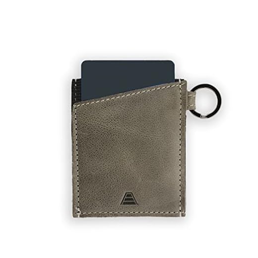 Andar Minimalist Slim Wallet Made of Premium Leather and Elastic with Keychain - The Leo (Stone Gray)