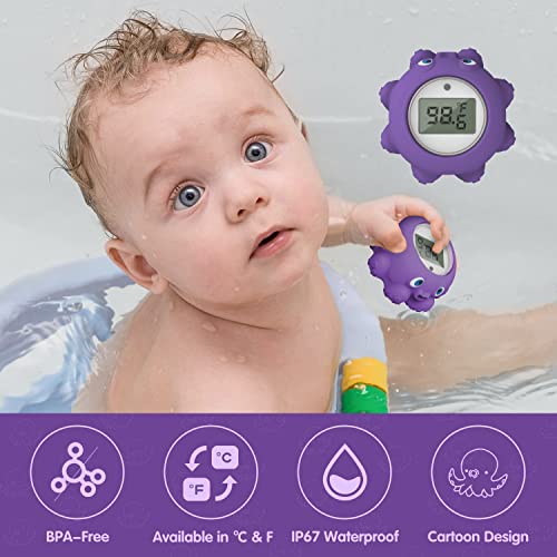 Baby Bath Thermometer Floating Bath Toy, Bathtub Thermometer Watertemperature Warning Baby Bath Safety(Octopus) #TOP1