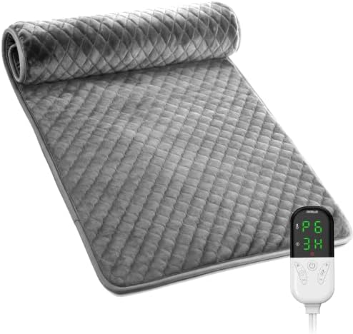 Focbeo XXXL Heizkissen mit Abschaltautomatik 60×80 cm, Elektrisches Heizkissen mit 6 Stufen, 4 Timer, Großes Wärmekissen für Rücken, Schultern, Bauch, Beine, Schnellaufheizung, Mas