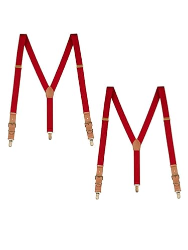 Buyless Fashion Leather End 2 Pack Suspenders for Men - 48