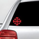 Jerusalem Cross Vinyl Decal – Crusaders' Cross Sticker Christian Religious Symbol for Cars, Trucks, Laptops and Windows 2Packs(Red)