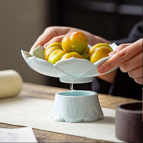Frutero de celadón en forma de loto para lucir frutas frescas en tu mesa de centro 6
