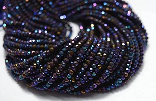 Rondelles de pyrite bleue facettées 3mm de qualité gemme pour joaillerie fine