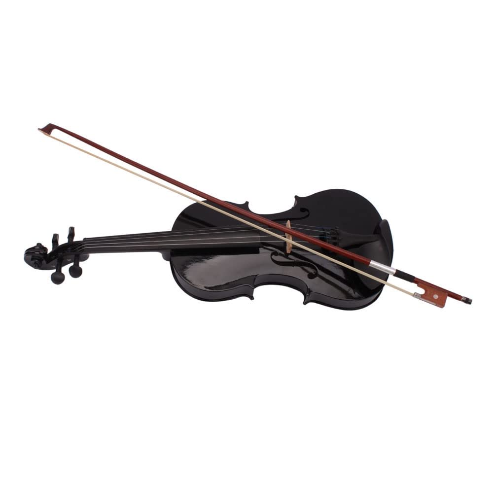 Violon 4/4 Acoustique Violon pour Enfants, Adultes, étudiants Kit de Violons Débutants avec archet de violon, étui rigide, épaulière, colophane, 4 cordes (Noir)