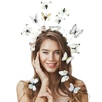 Serre-tête Élastique Avec 14 Papillons 3D Pour Femme - Déguisement Mariage, Halloween, Cosplay - NiceYnn - 8