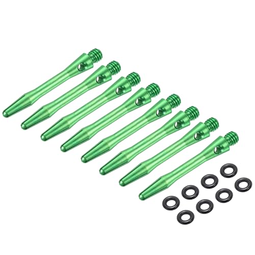 PATIKIL Aluminum Dart Shafts 35mm, 8 Pack 2BA Thread Dart Stems Replacement Accessories with Rubber Rings for Steel Tip, Green