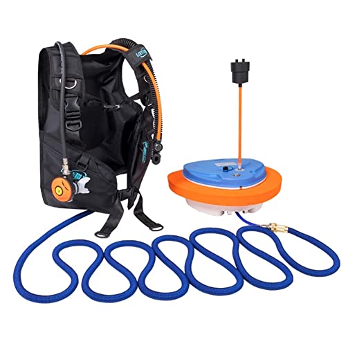 Sistema de ventilación de buceo de 5 horas con traje de neopreno BCD, compresor de aire impermeable con tubo telescópico de 39 pies y regulador de respiración de buceo, juguetes de buceo recargables f